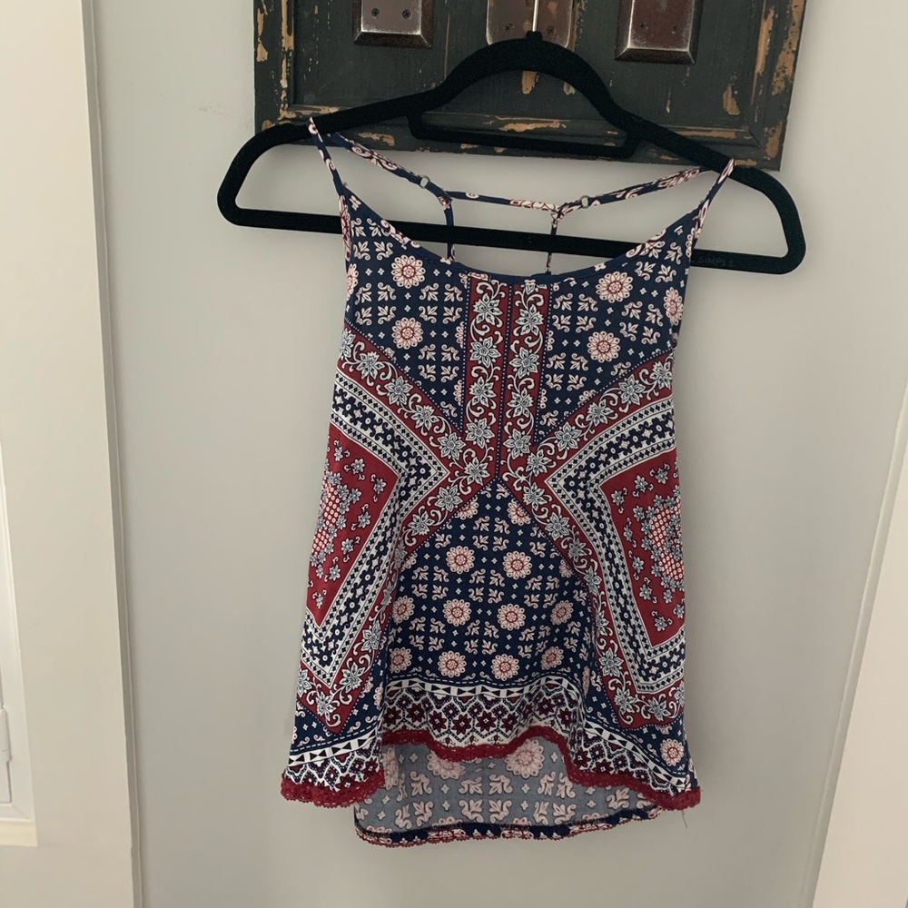 Ladies boho tank top size small unique cut outs